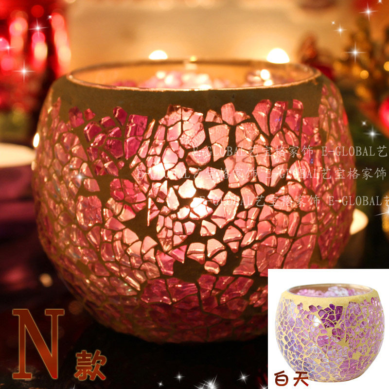 3只包邮马赛克玻璃烛台欧式烛光晚餐创意婚庆蜡烛杯道具餐桌摆件