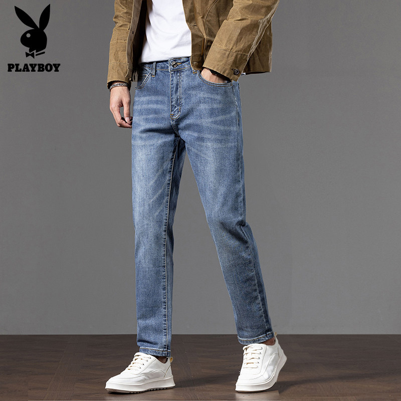 PLAYBOY九分牛仔裤男士修身小脚图片