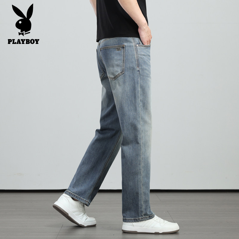 PLAYBOY九分牛仔裤男款宽松直筒矮个子2026夏季薄款天丝男士裤子
