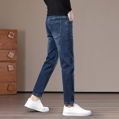 弹力九分牛仔裤男士修身显高
