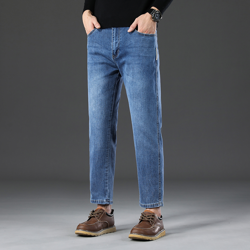 显高九分牛仔裤男士宽松直筒