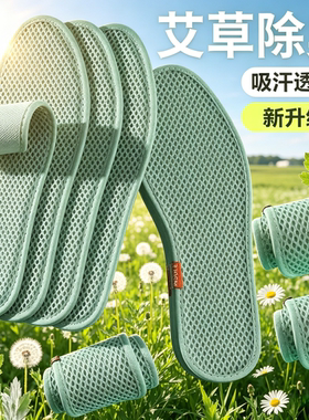 夏季艾草清凉透气防臭鞋垫