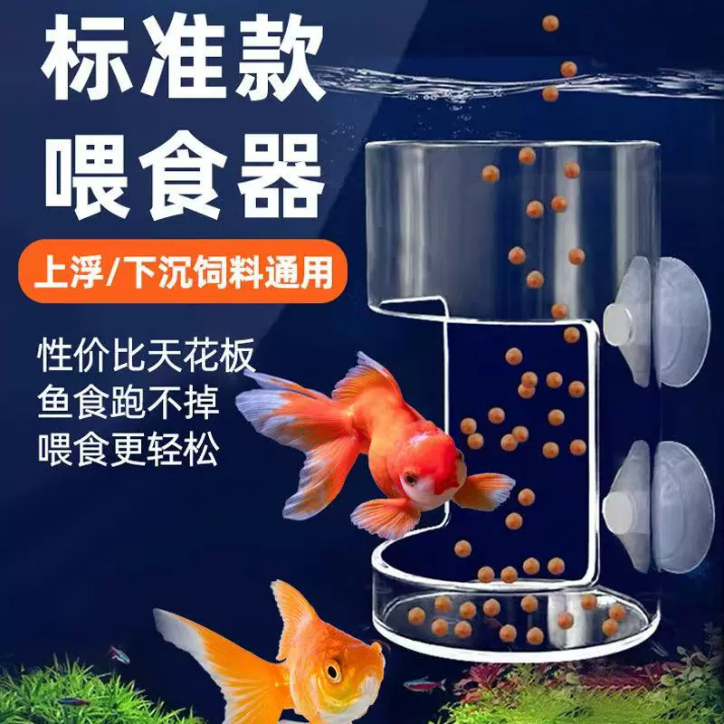 鱼缸喂食圈鱼食神器喂食器亚克力小型定点投食管鱼饲料容纳喂食