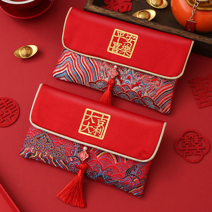 马年红包利是封2026新款新年布艺刺绣红包袋压岁包大号万元送小孩