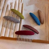 复古毛呢倒插梳发夹女碎发整理神器发梳公主头侧边夹刘海固定发卡