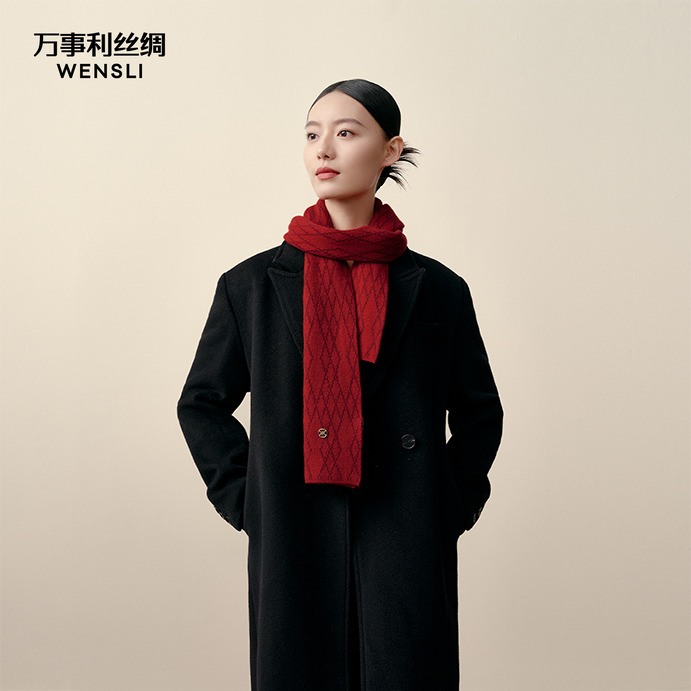 万事利绵羊毛围巾交错时空