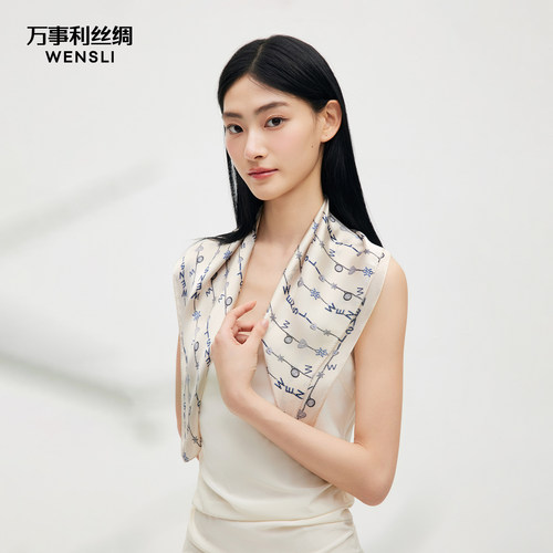 万事利新款真丝丝巾女100%桑蚕丝闺蜜生日礼物中方巾小披肩心星链
