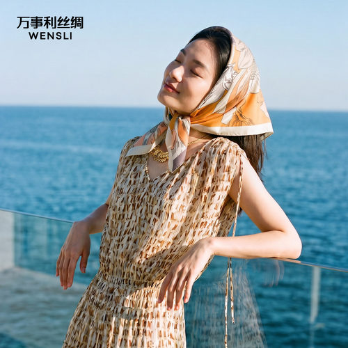 万事利春夏新品100%桑蚕丝多功能遮阳防晒真丝丝巾女外搭送礼