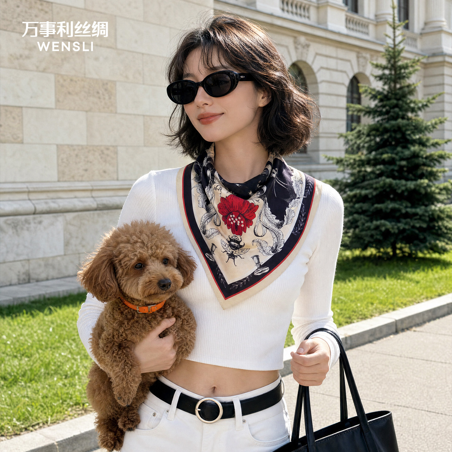万事利夏季真丝丝巾时尚女小方巾100%桑蚕丝丝巾SHINE系列-秘林诗