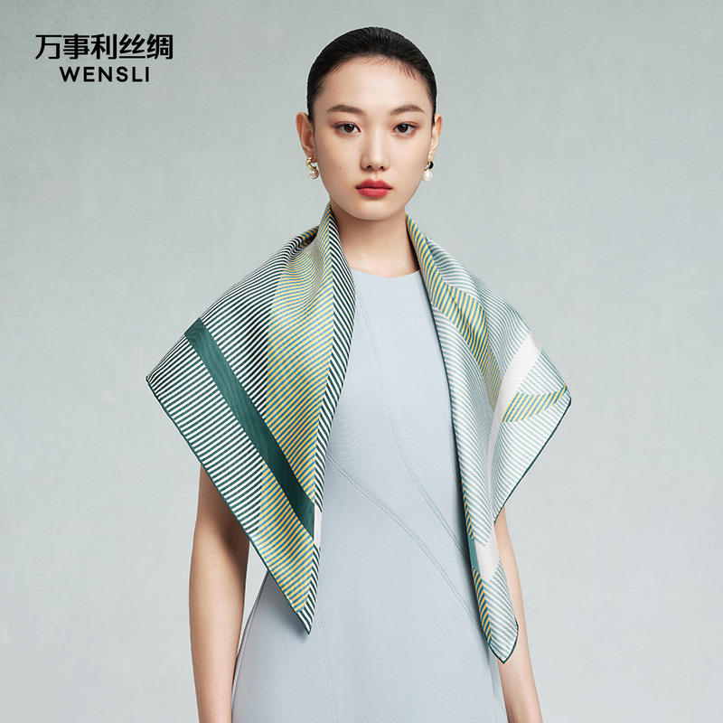 万事利春夏100%桑蚕丝真丝丝巾