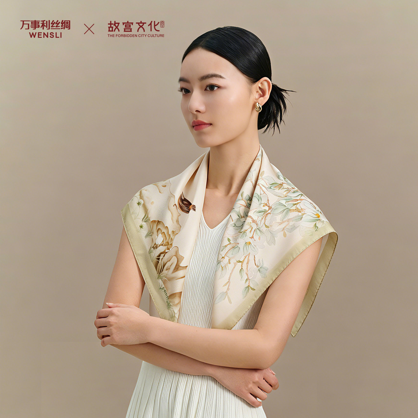 万事利故宫联名十二花神桑蚕丝中方巾真丝丝巾送妈妈女友520礼物