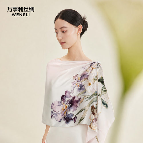 万事利十二花神系列桑蚕丝长巾