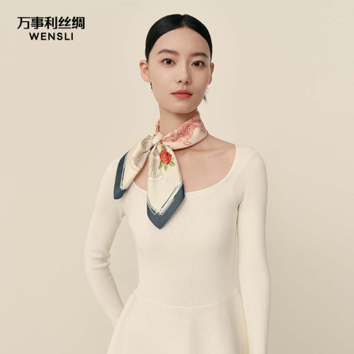 万事利印象巴黎系列方巾诗影玫瑰