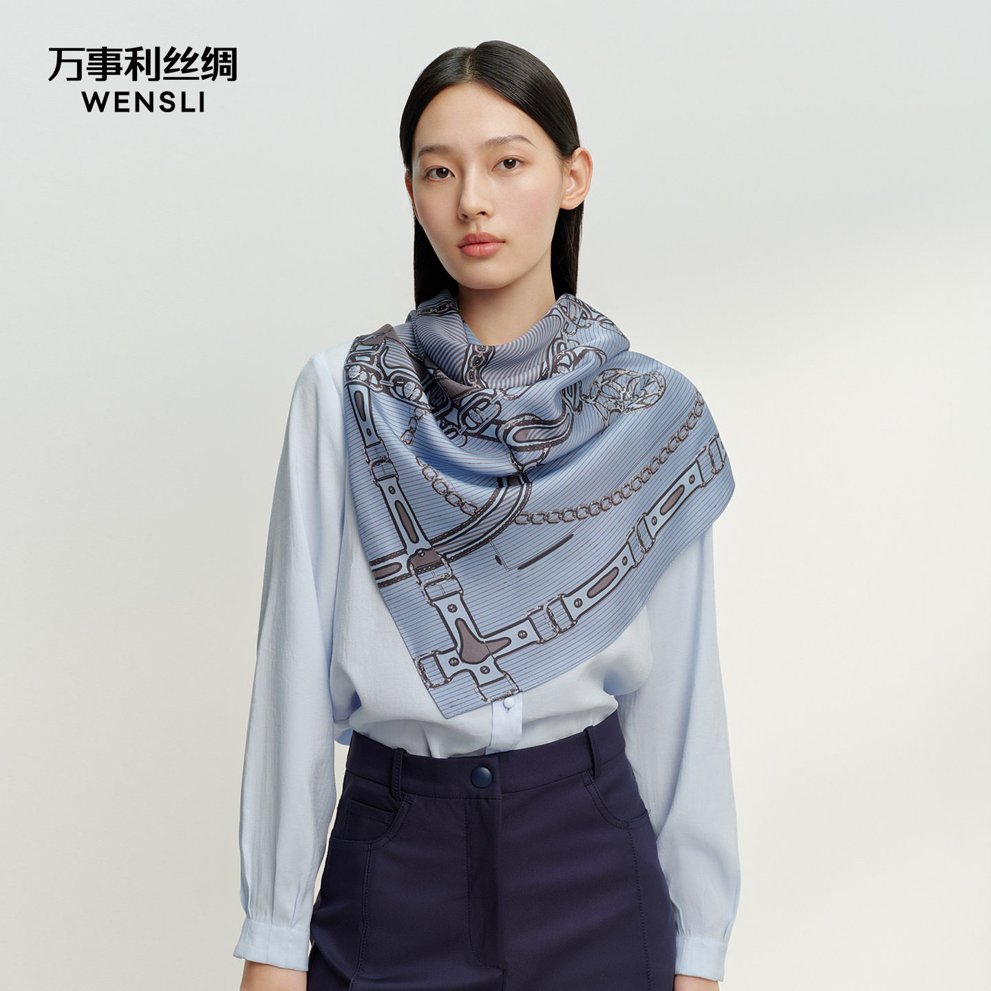 万事利26春夏新品丝巾88cm大方巾披肩女送妈妈长辈礼物礼盒心之