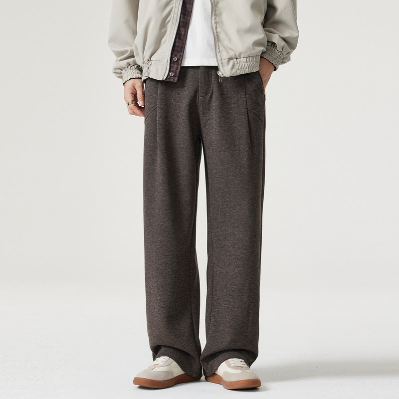 Kuvine秋冬季羊毛慵懒老钱风高级感西裤男款宽松直筒阔腿休闲长裤