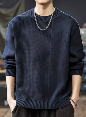 美式复古重磅纯棉毛衣男2025秋冬新款慵懒风潮流百搭针织衫毛线衣