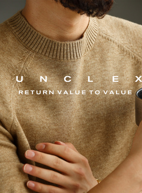 IUNCLEXI【羊毛工坊】抗起球圆领毛衣男士秋冬保暖套头针织打底衫