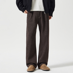 Kuvine2025冬季新款羊毛西裤加绒加厚宽松直筒松弛风男士休闲裤子