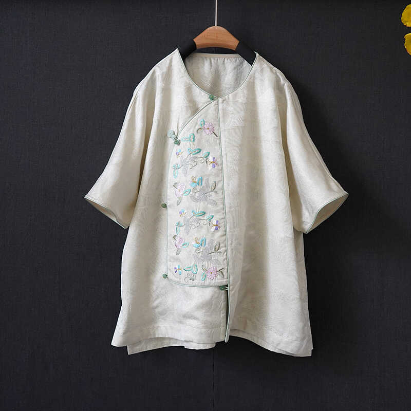 短袖桑蚕丝上衣温柔江南感