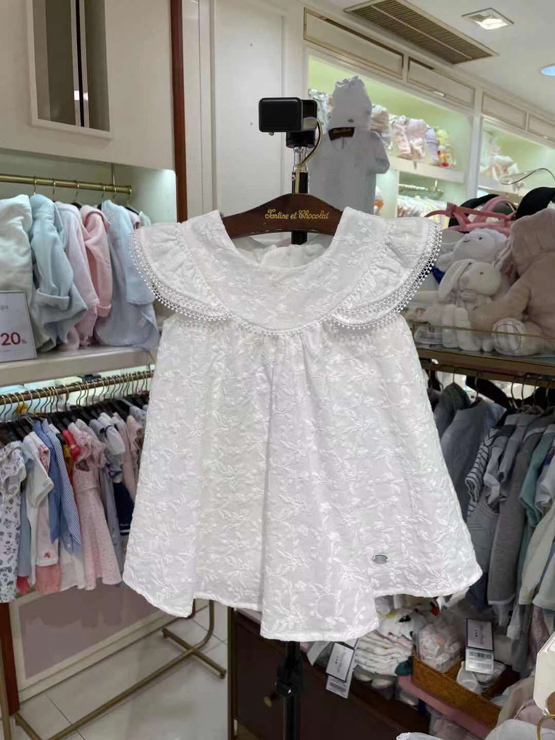 90-130码韩版童装22夏女童宝宝洋气飞袖立体绣花礼服公主裙连衣裙