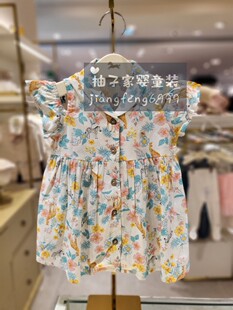 100-150码韩国童装夏款女童碎花露肩短袖度假沙滩连衣裙短裤套装