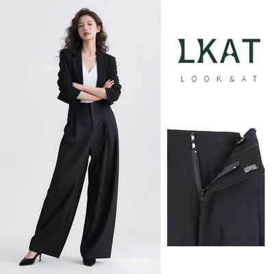 LKAT250705新款黑色直筒西装裤休闲裤