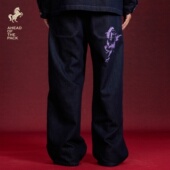 Gastation马年牛仔裤 骏马印花简约直筒原牛挺阔柔软百搭