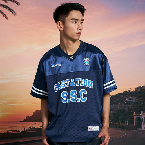 Gastation网眼冰球服 街头宽松撞色复古运动风网眼速干透气抗皱