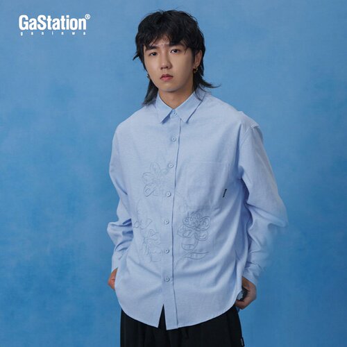 Gastation繁花锁链绣衬衫  牛津纺中式休闲挺阔亲肤日常