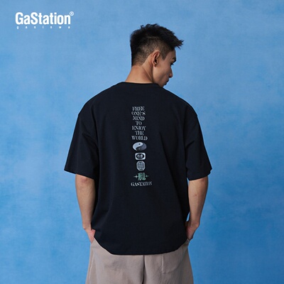 Gastation形意四海T恤 新款索罗娜轻薄透气印花国潮春夏马年短袖