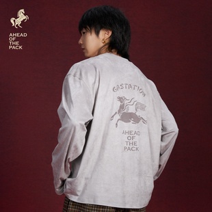 Gastation麂皮长T 飞马烧花图案柔软亲肤垂感春秋耐穿百搭