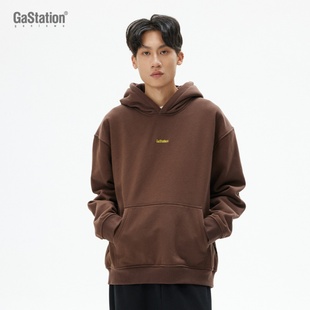 Gastation连帽卫衣logo高密绣花380g重磅秋季防静电保暖多色