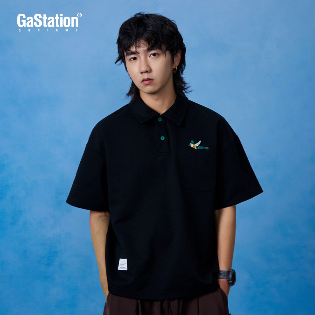 Gastation翠鸟-空气层polo  挨针绣花抗皱280g柔软亲肤春季T恤