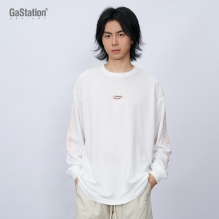 Gastation重燃-速干长袖 小圆领运动速干厚板印花秋冬打底T恤