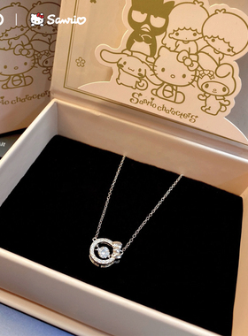 潮色绘x三丽鸥HelloKitty联名项链女款S925银高级圣诞节生日礼物