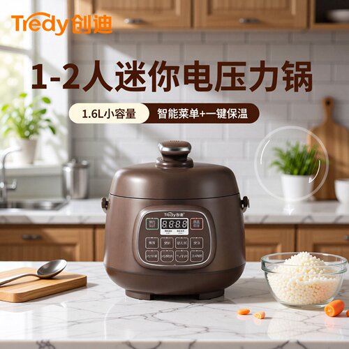 创迪迷你电压力锅智能铝合金1.6L