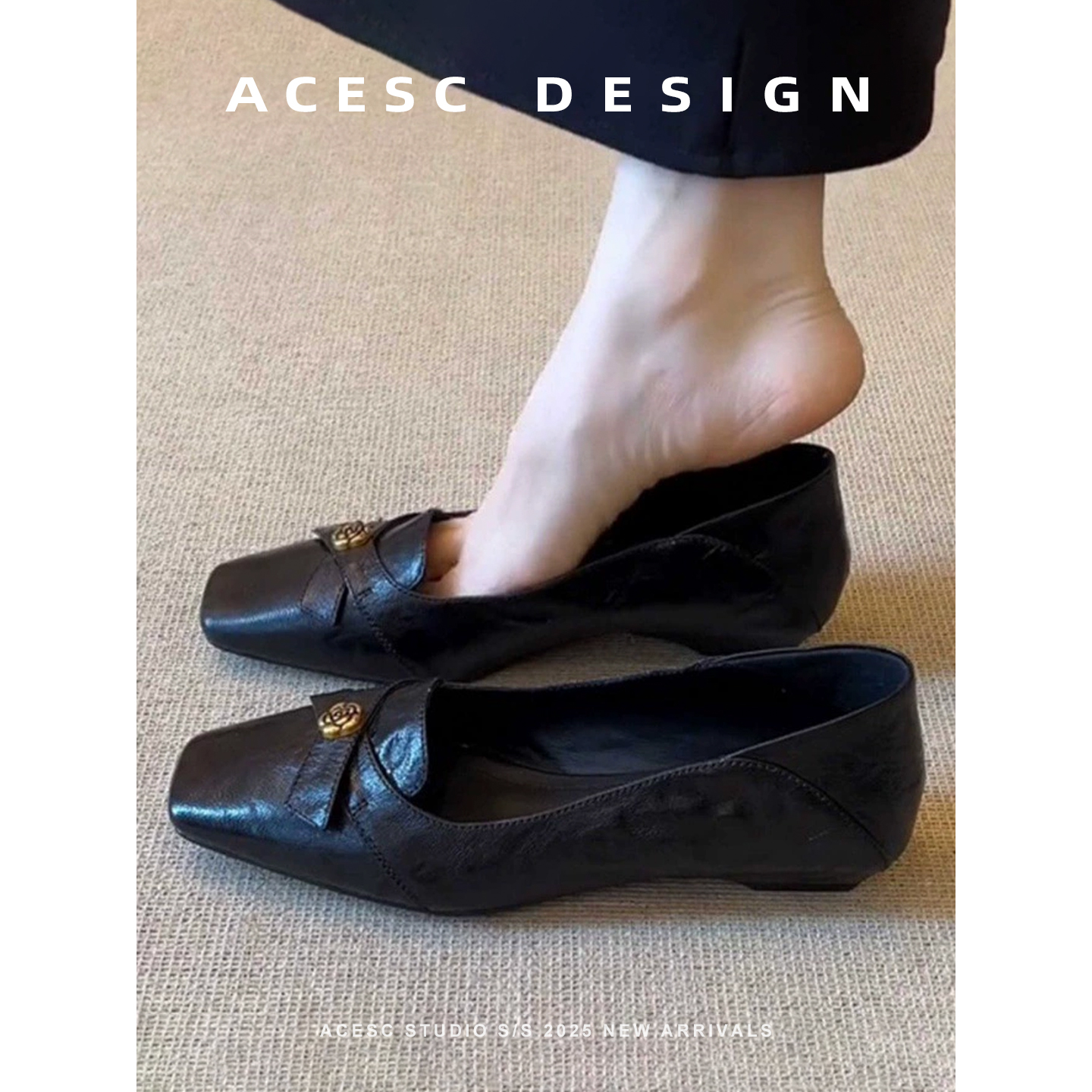 2025复古山茶花软底乐福鞋女方头蝴蝶结气质玛丽珍鞋百搭通勤单鞋