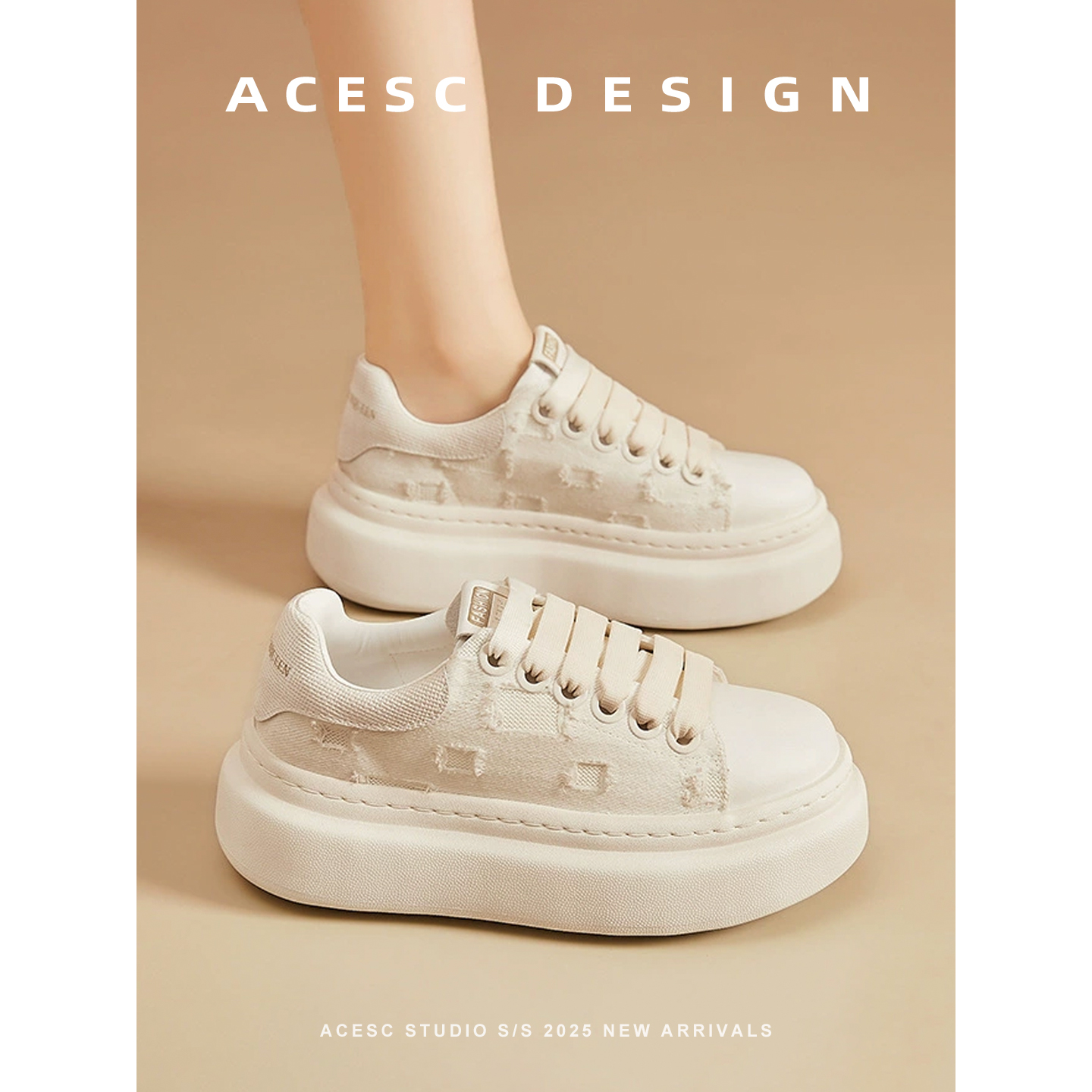 小白鞋女2025秋季新款复古厚底增高板鞋纯色休闲鞋时尚百搭日常风