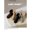 保暖加厚加绒大码 洋气面包鞋 新款 牛皮中筒雪地靴女冬特厚靴子棉鞋