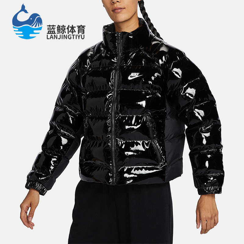 Nike/耐克正品冬季新款女子时尚漆皮朋克运动外套保暖棉服FQ3575