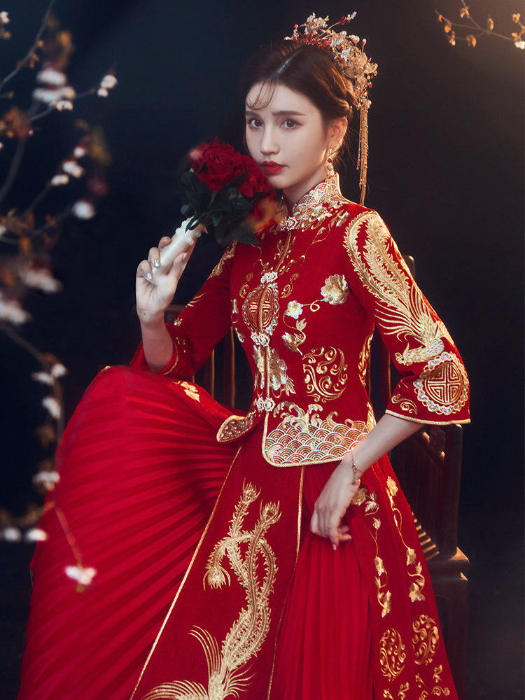 秀禾服2023新款夏季新式新娘结婚礼服中式婚纱显瘦龙凤褂大码秀禾