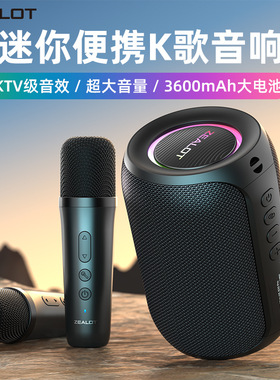 狂热者S62M蓝牙音响家庭k歌带麦克风迷你音箱RBG炫彩灯光大长续航