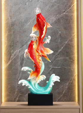 树脂年年有余招财旺宅玄关摆件