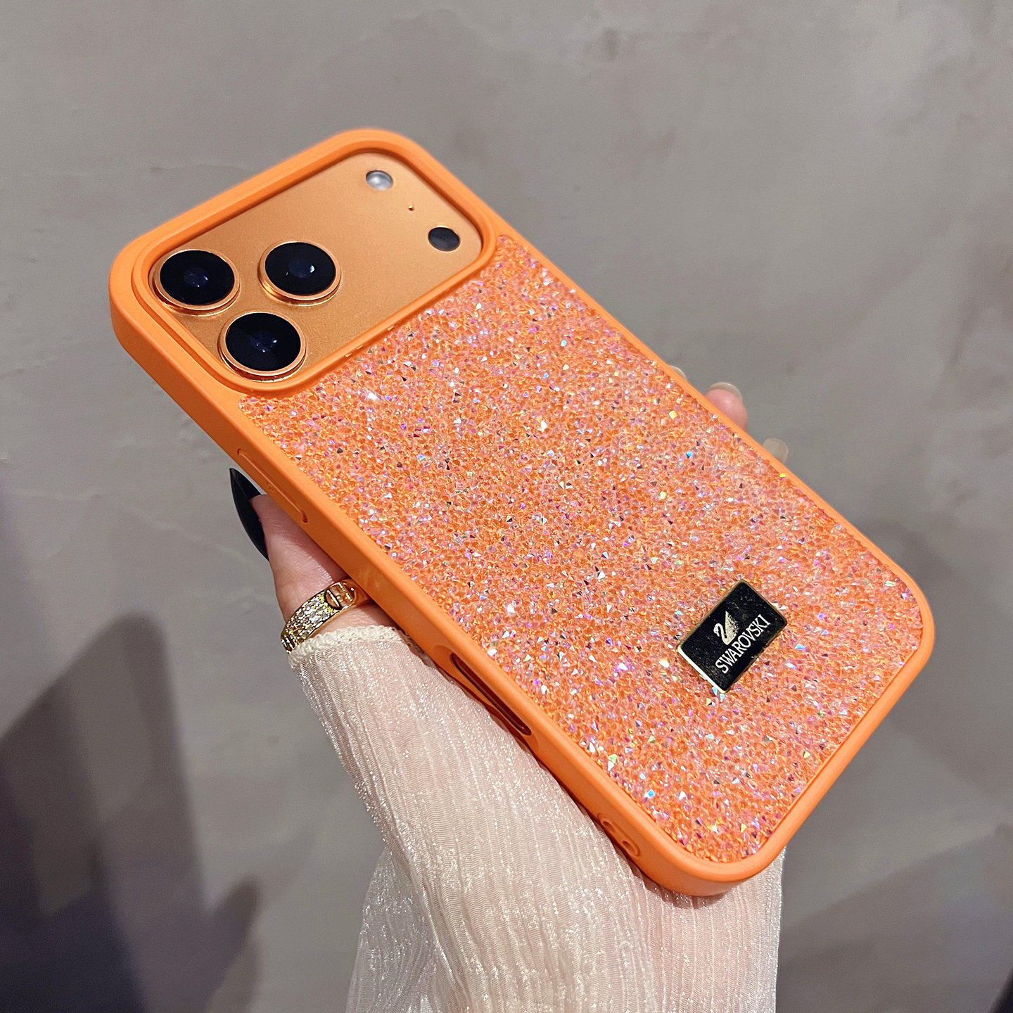 施华洛爆款满钻适用苹果17ProMax手机壳iPhone16超闪