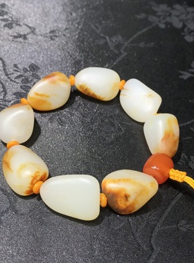 儒贤玉道新疆和田玉籽料独颗籽红皮白肉高货收藏品男女同款