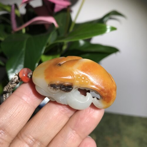 儒贤玉道新疆和田玉籽料黄皮螃蟹爪挂件送佳礼品男女同款