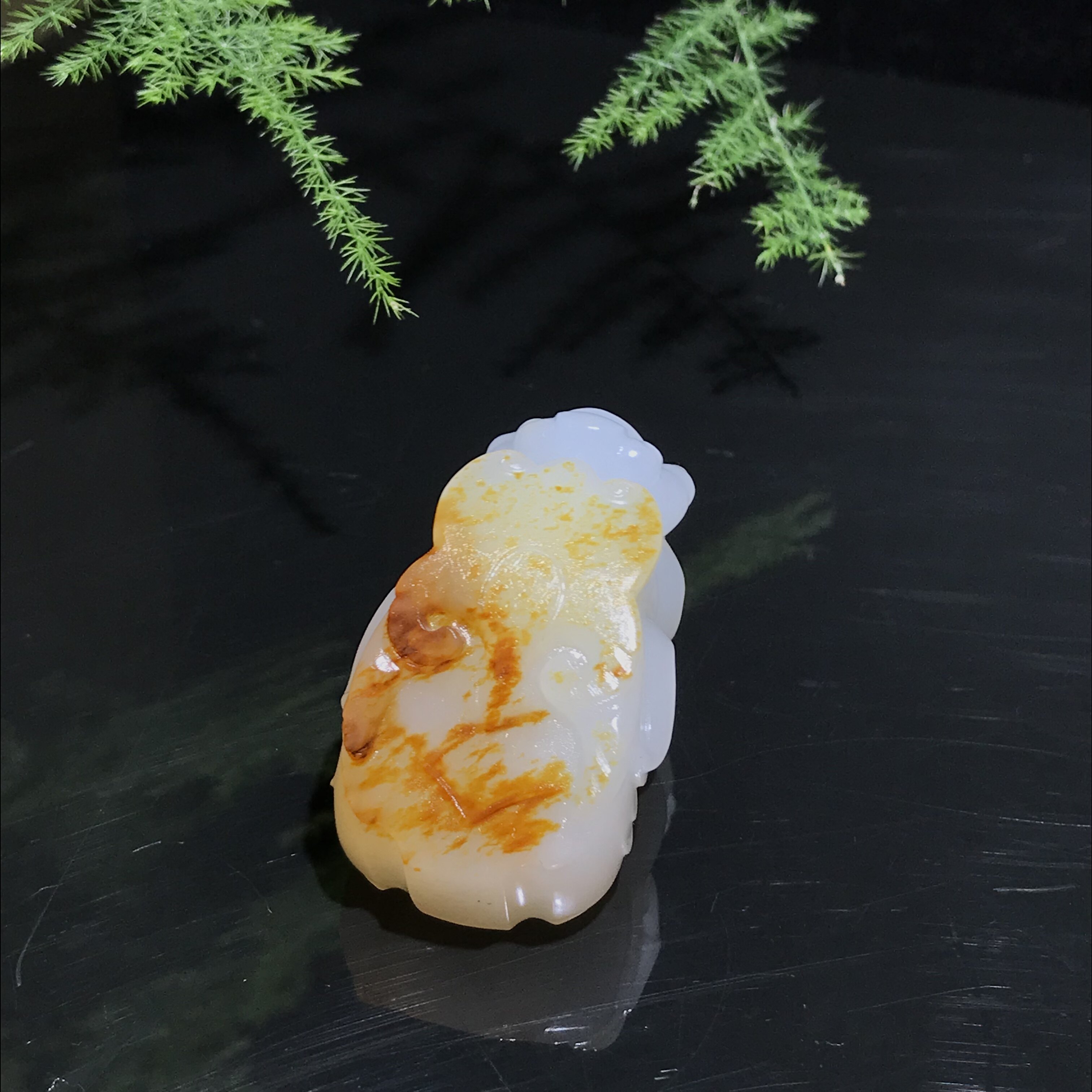 儒贤玉道新疆和田玉籽料羊脂玉兽面立体雕刻挂件白度好皮子漂亮