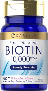 10000mcg Biotin 250 Fast Tablets 美国代购 Dissolve Carlyle