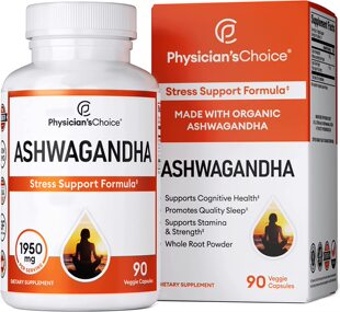 美国代购Physician's CHOICE Ashwagandha 1950mg Organic Ashwag