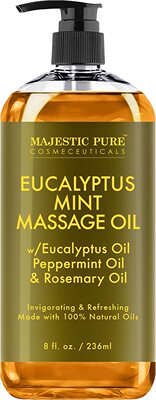 美国代购MAJESTIC PURE Eucalyptus Mint Massage Oil - Invigora